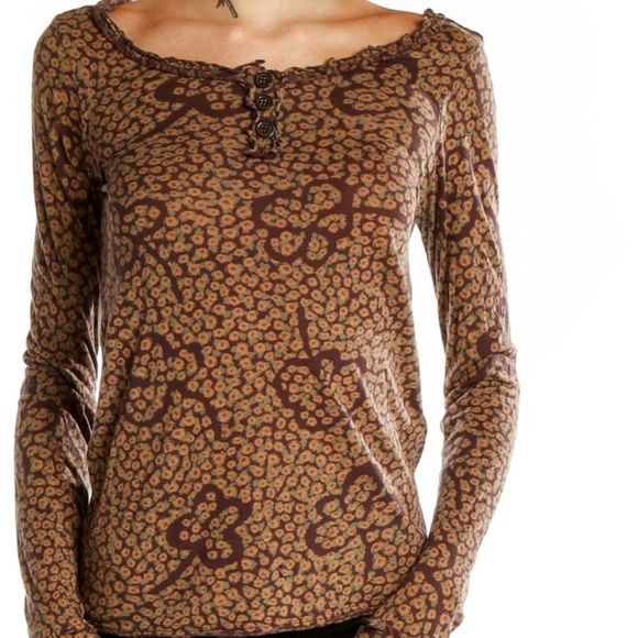 MARC by MARC JACOBS WOMEN’s BROWN MULTI FLORAL PRINT COTTON SHIRT Size-M - Picture 3 of 6